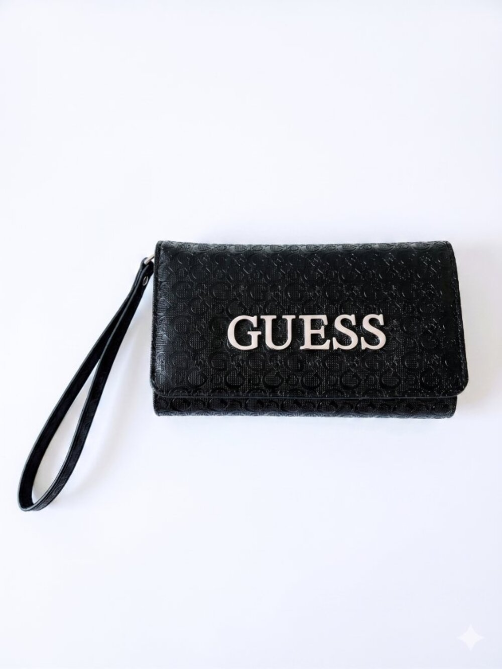 GUESS Black Logo Wristlet Wallet